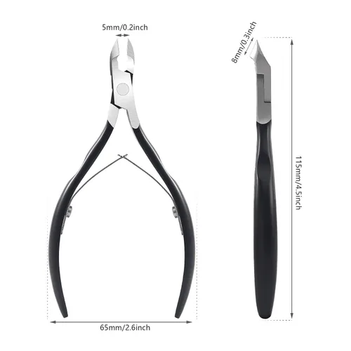 Miniatura 8 de FERYES Cortador de cutículas profesional para manicura y pedicura, cortador cutáneo de acero inoxidable de grado médico, mandíbula de 0.315 Negro
