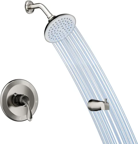 Miniatura 10 de Mezclador de lluvia de baño de 10 pulgadas, conjunto combinado de ducha montado en celda de lluvia, sistema de cabezal de ducha con acabado negro
