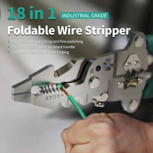 Miniatura 2 de Cortador de alambre 18 en 1, herramienta plegable con bolsa de almacenamiento portátil, alicates eléctricos multifuncionales plegables