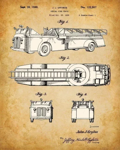 Miniatura 2 de Impresiones artísticas originales de bomberos, juego de cuatro fotos (8 x 10) sin marco, hace una gran decoración de estación de bomberos y regalo
