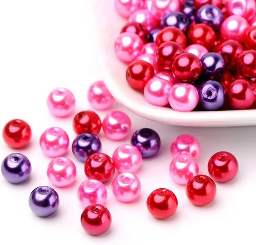 Miniatura 27 de Pandahall - 400 cuentas de perlas de vidrio perlado brillante de 0.157 pulgadas (0.157 in), cuentas espaciadoras sueltas de vidrio de color mixto