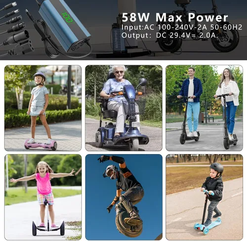 Miniatura 3 de Cargador de scooter eléctrico de 42 V 2.1 A, enchufes universales 5 en 1, para scooter eléctrico con clasificación de 36 V, batería de litio