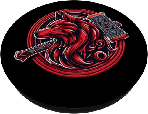 Miniatura 2 de Red Fenrir Norse Wolf: Odin's Valhalla Journey PopSockets MagSafe PopGrip para iPhone