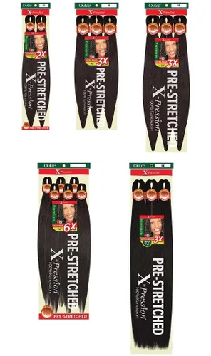 Miniatura 4 de Ofertas de paquetes múltiples. X-Pression - Trenzas de pelo sintético Outre de Kanekalon 3X; trenza preestirada de 52 pulgadas, Paquete de 1, 2