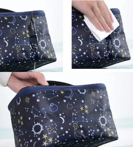 Miniatura 7 de Bolso de maquillaje HOYOFO, bolso de viaje para productos cosméticos, con bolsillo de red, almacenamiento de aseo de viaje grande e impermeable