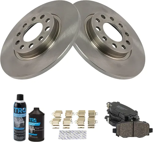 Miniatura 2 de TRQ Kit de pastillas de freno trasero y rotor, kit químico de freno, pastillas de freno de cerámica compatible con Jeep Cherokee 2015-2017 2014-2021
