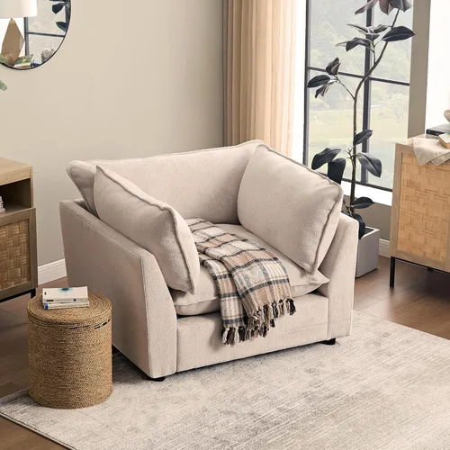 Miniatura 44 de Iroomy Oversized Modular Sectional Sofa, Chenille Cloud Couch, Deep Comfy Seat, 4-Seater Sofas, Couches, Living Room, Beige