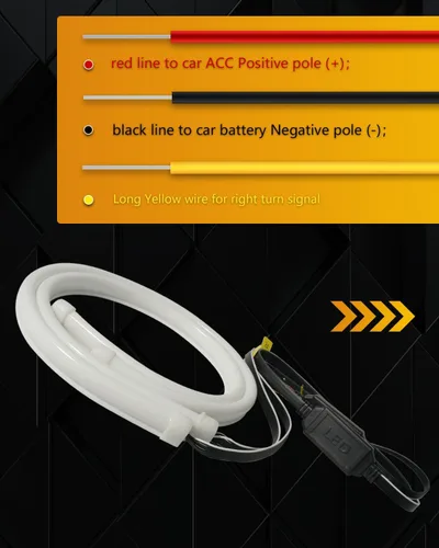 Miniatura 6 de Qasim - Tira de luces LED para intermitentes secuenciales de coche, 60 cm, 24 pulgadas, luz diurna DRL, faros LED blancos/ámbar, 12V - 1 par