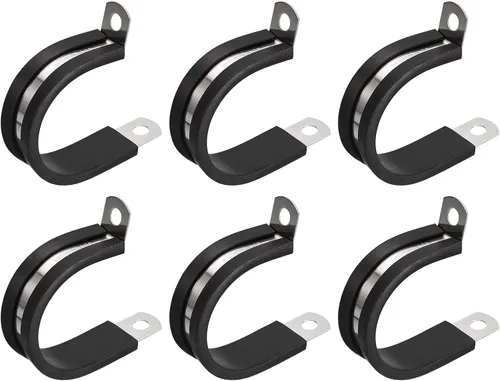 Miniatura 47 de uxcell Abrazadera de cable de 1/2 pulgada (0.472 in) de acero inoxidable 304 Abrazadera aislada acolchada de goma de acero inoxidable en forma de R