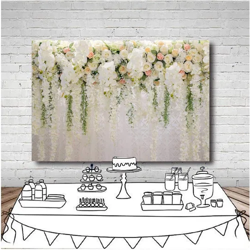 Miniatura 3 de Fondos de fotografía con temática floral de rosas blancas para despedida de soltera, boda, flores, fondo de fotos, fiesta de cumpleaños, retrato