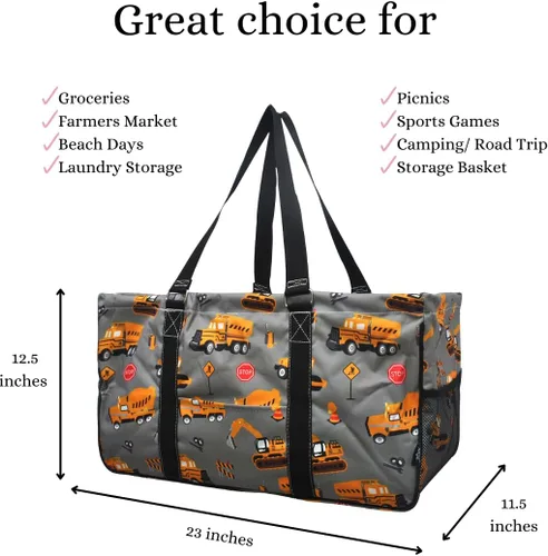 Miniatura 241 de NGIL Bolsa de comestibles reutilizable extra grande plegable de gran tamaño para comestibles, almacenamiento, picnic, playa, Bronco-negro occidental