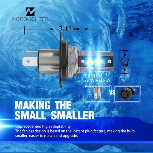 Miniatura 2 de Bombillas H4 9003, luz antiniebla 9003 H4, 300% de brillo, tamaño mini 1:1, 6500 K, xenón blanco sin ventilador, bombillas inalámbricas para Tacoma