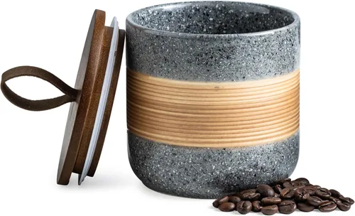Miniatura 26 de Miamolo Tarro pequeño de cerámica con tapa, recipiente de café, recipiente de café, tarros de almacenamiento de alimentos para bolsa de té