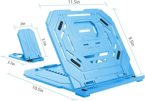 Miniatura 5 de Soporte para tableta de dibujo, soporte plegable para computadora portátil, 9 niveles de ángulos ajustables con un soporte para teléfono integrado