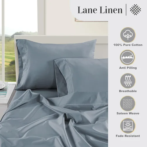Miniatura 33 de Lane Linen Juego de 2 fundas de almohada 100 % de algodón, tamaño estándar, se adapta a almohadas estándar y Queen, fundas de almohada lujosas