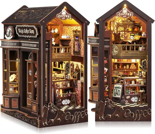 Miniatura 9 de SUNNINO Kit de Rincón de Libros - Kit de Casa en Miniatura DIY Rompecabezas 3D de Madera Casa de Muñecas Kits de Rincón de Libros para Adultos
