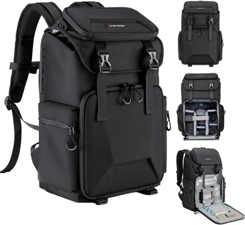 Mochila para cámara K&F CONCEPT, bolsa de cámara con carcasa dura, mochila de gran capacidad para fotografía con compartimento para laptop de 15.6"