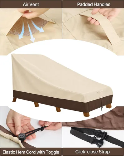 Miniatura 4 de Vailge Funda impermeable para tumbona de patio, 600D resistente al aire libre, fundas para muebles de patio, resistentes a los rayos UV, paquete