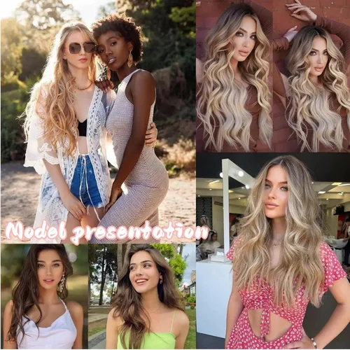 Miniatura 8 de 8Pcs Clip in Hair Extensions Real Human Hair, 140G 18 Inch Ash Blonde Mix Bleach Blonde 18P613