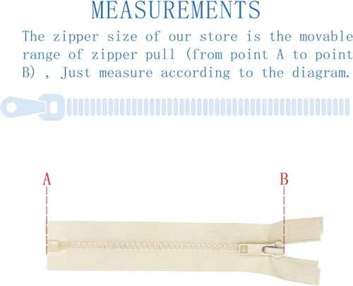 Miniatura 2 de ANPURZII 2 cremalleras separadoras #5 de 5 pulgadas color beige para coser abrigos, cremalleras de plástico moldeado a granel (beige 5" 2 unidades)
