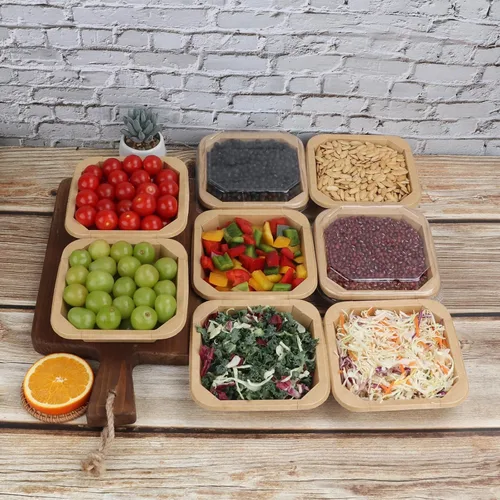 Miniatura 6 de Cuencos desechables de papel kraft de 14 onzas con tapas, recipientes de comida, cuencos de sopa, suministros de fiesta, cuencos de golosinas