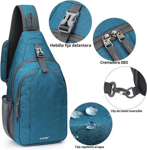 Miniatura 5 de G4Free Bolso bandolera con bloqueo RFID, mochila cruzada en el pecho, mochila para senderismo y viajes (azul turquesa)