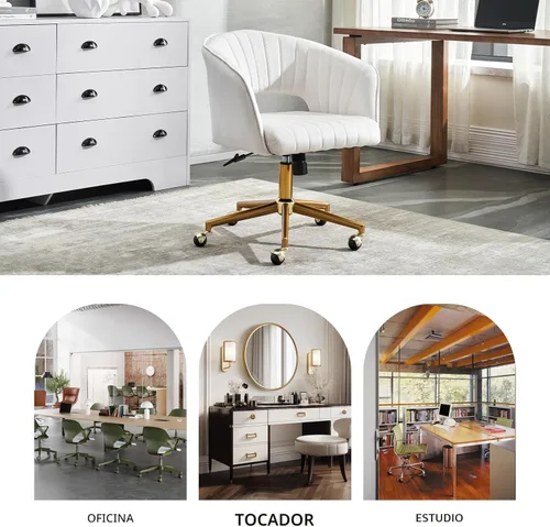 Miniatura 9 de ECHINGLE Silla de escritorio de oficina en casa, tapizada de terciopelo, moderna y cómoda, silla de oficina para mujer, ergonómica, ajustable