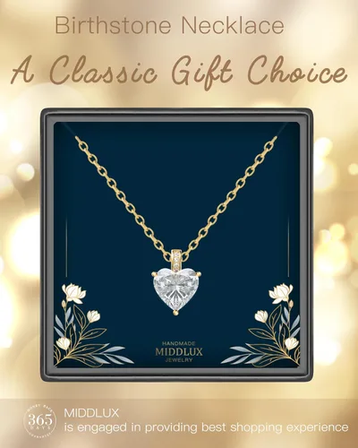 Miniatura 8 de Collar de piedra natal genuina para mujer, collar de amor de corazón, regalos de cumpleaños para ella