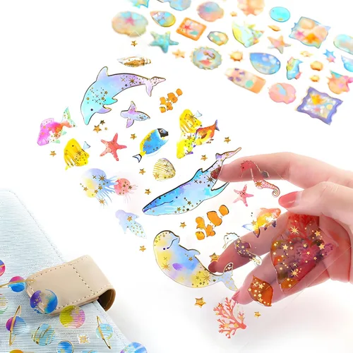 Miniatura 2 de Lindas calcomanías para manualidades, purpurina estética, resistente al desgarro, calcomanías impermeables para laptop, botella de agua, Clásico