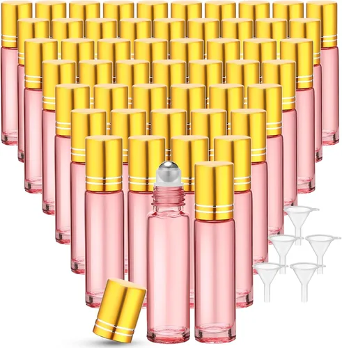Miniatura 14 de Sumind 150 piezas de botellas de rodillo de aceite esencial de 10 ml de vidrio vacías con bolas de acero inoxidable a prueba de fugas con 5 embudos