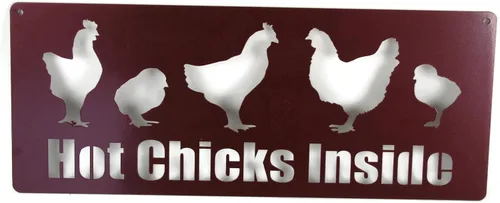 Miniatura 31 de Cartel de metal de cruce de pollo, 12.0 in de alto (amarillo oscuro, cruzado)