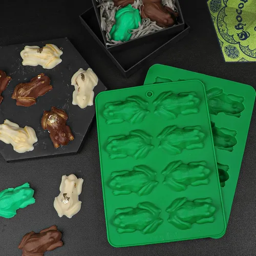 Miniatura 6 de Webake Molde de caramelo de rana de chocolate, paquete de 2 moldes de silicona para gelatina de rana de Pascua, bombas de grasa keto, crayones