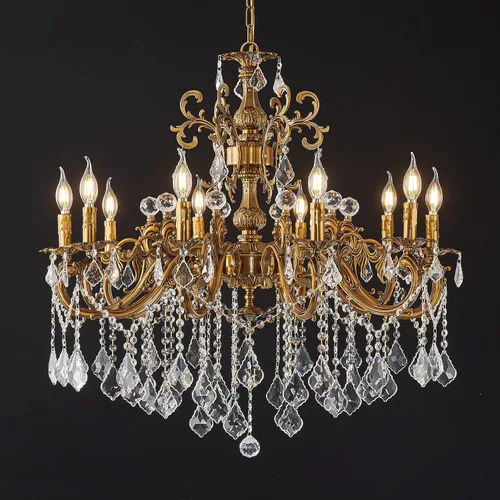 Miniatura 7 de Candelabros clásicos de cristal estilo vela tradicional de 6 luces para comedor, sala de estar, dormitorio, entrada, acabado dorado antiguo