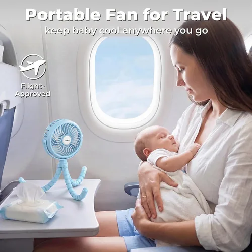 Miniatura 7 de AMACOOL Ventilador de cochecito a pilas, esenciales de viaje para bebés para la playa, Disney, para recién nacidos, regalos de baby shower, búsqueda