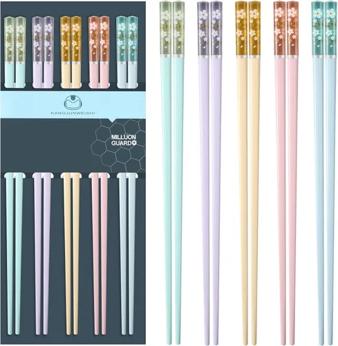 Miniatura 7 de 5 pares de palillos de fibra de vidrio, reutilizables, aptos para lavavajillas, 9.6 pulgadas/9.6 in, mate, antideslizantes