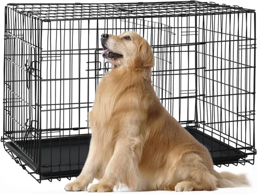 Miniatura 19 de Jaula para perros pequeños de 24 pulgadas, jaulas resistentes para perros pequeños, jaula plegable de alambre de metal con bandejas extraíbles, Negro