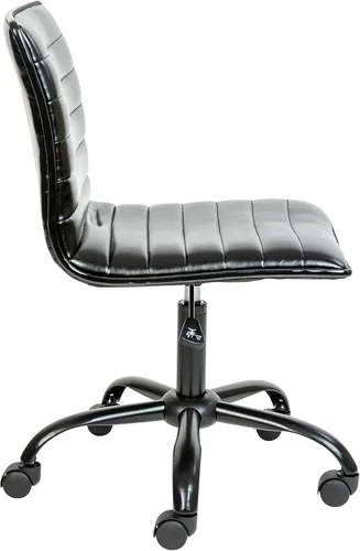 Miniatura 6 de Flash Furniture - Silla de oficina, vinilo negro, estructura negra, sin reposabrazos, asiento y respaldo acanalados, diseño de respaldo bajo