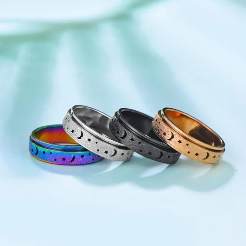 Miniatura 4 de Anillos giratorios para aliviar la ansiedad y la ansiedad para mujeres, 0.236 pulgadas, acero inoxidable, para aliviar la preocupación y el estrés