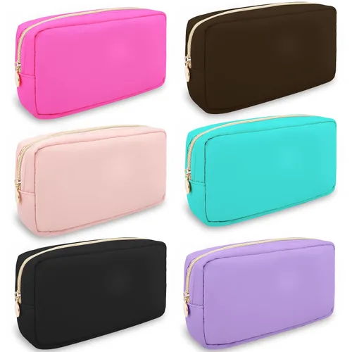 Miniatura 92 de Estuche pequeño para lápices y maquillaje para bolso, lindo estuche de lápices, bolsa de pinceles de maquillaje de nylon con cremallera, estuche