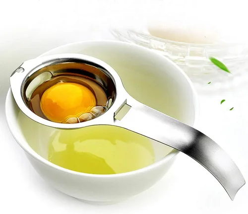 Separador de filtro de acero inoxidable de yema de cocina Separador de huevos blancos Herramienta apta para lavavajillas (Plata)