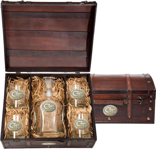 Miniatura 10 de Heritage Pewter Alabama Capitol - Juego de baúl Recipiente de líquido de 24 onzas con 4 vasos de agua Vidrio de peltre elaborado por expertos