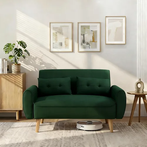 Miniatura 12 de Shintenchi Sofá Loveseat Pequeño y Moderno, Sofá de 2 Asientos Tapizado en Tela de Mediados de Siglo, Muebles Love Seats para Espacios Pequeños