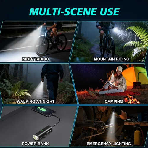 Miniatura 7 de BUCKLOS Luces de bicicleta súper brillantes para montar en la noche, 1500, 1200, 800, 600, 400 lúmenes, para conducción nocturna, faros delanteros