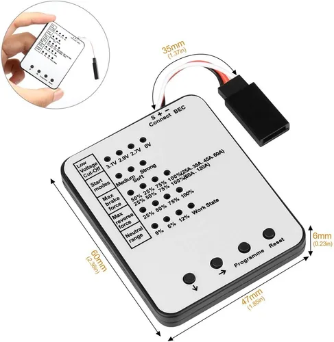 Miniatura 7 de Surpass Hobby Tarjeta de programación RC Car Controlador de velocidad electrónico Programador Tarjeta de programa LED solo compatible con Supass