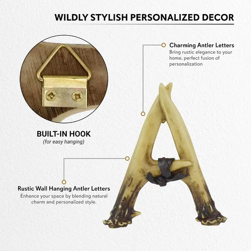 Miniatura 6 de Pine Ridge Arte personalizado con nombre de 6 pulgadas, letras A de cuerno, decoración del hogar, letras decorativas 3D occidentales para colgar