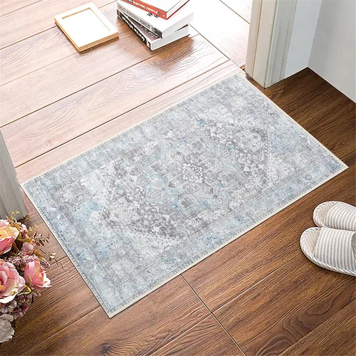 Miniatura 4 de GLN Rugs Vintage - Memphis - Alfombra lavable a máquina, oriental, antideslizante, de felpilla de pelo bajo, alfombra de entrada, pasillo, cocina