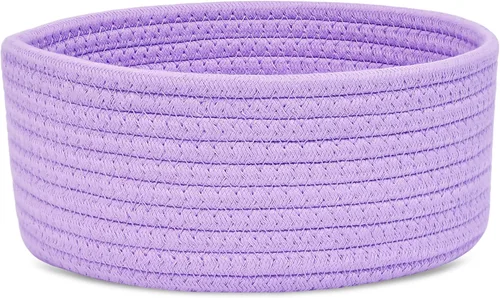 Miniatura 12 de ABenkle Cesta Tejida Pequeña, Cestas de Almacenamiento Pequeñas Vacías y Poco Profundas, Mini Cestas de Cuerda de Algodón, Cesta Decorativa Redonda