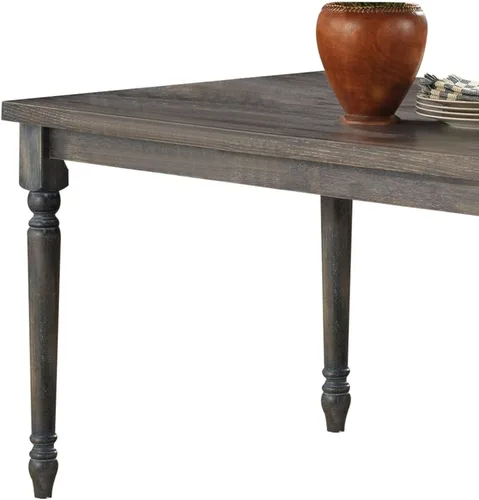 Miniatura 4 de Mesa de comedor gris desgastada con patas torneadas