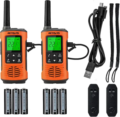 Retevis RT45P Walkie Talkies impermeables IP67, radio recargable de dos vías para adultos, 22CH SOS NOAA, con batería de 1000 mAh y cargador USB-C,