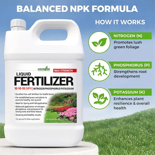 Miniatura 2 de Covington 10-10-10 NPK Fertilizante líquido (1 galón) líquido multiusos 10 10 10 NPK – Alimento para césped con nitrógeno, fósforo y potasio